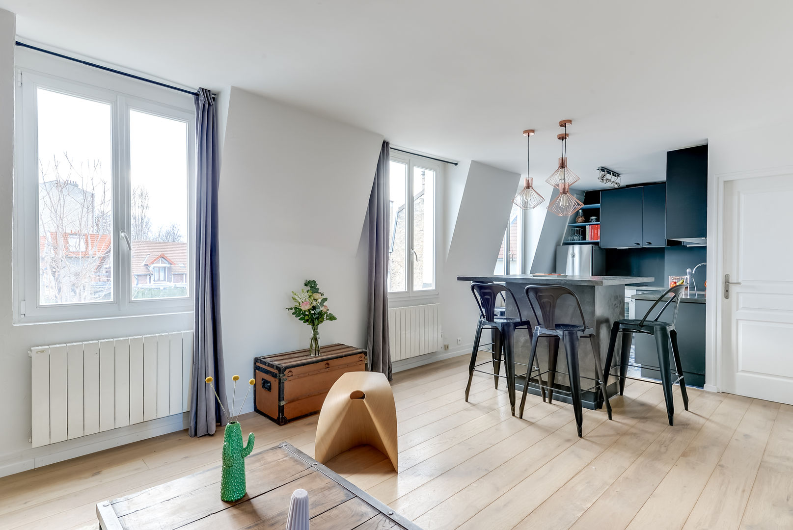 PROJET COLOMBES, Agence Transition Interior Design, Architectes: Carla Lopez et Margaux Meza, Transition Interior Design Transition Interior Design مطبخ