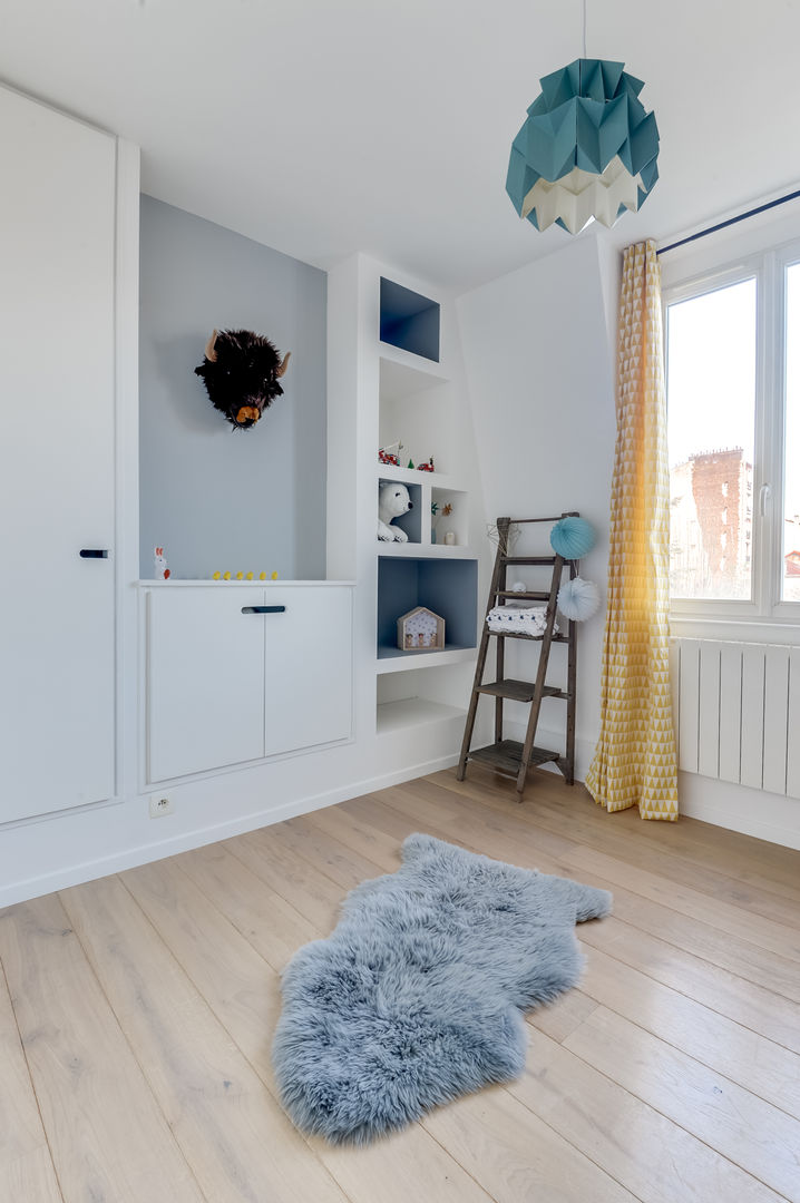 PROJET COLOMBES, Agence Transition Interior Design, Architectes: Carla Lopez et Margaux Meza, Transition Interior Design Transition Interior Design Kamar Bayi/Anak Modern