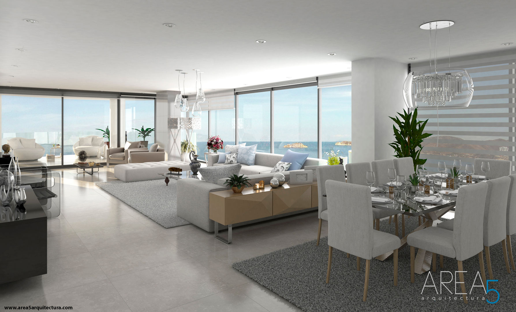 Proyecto de viviendas de lujo - Morano Mare, Raul Caballeria Arquitectos S.A.S Raul Caballeria Arquitectos S.A.S Modern living room Ceramic White