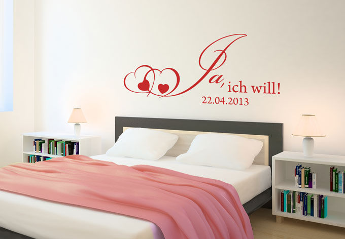 Wandtattoo + Datum Ja, ich will K&L Wall Art Ausgefallene Schlafzimmer Accessoires und Dekoration