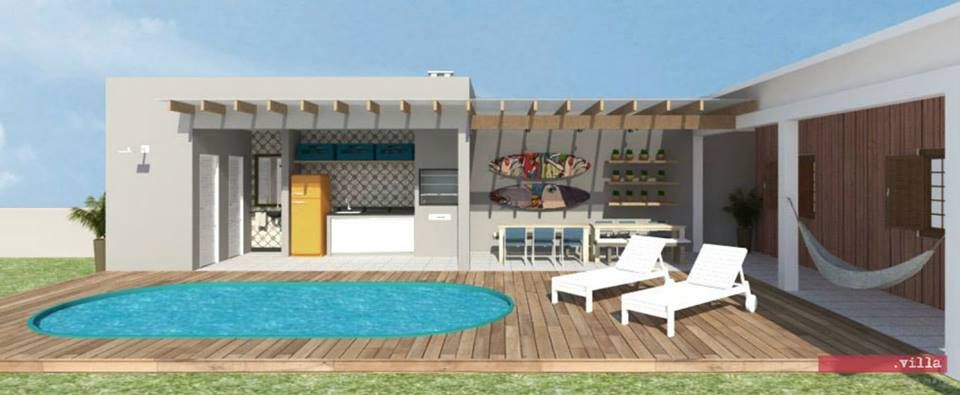 CF317 | área de lazer e piscina, .Villa arquitetura e algo mais .Villa arquitetura e algo mais Piscinas de estilo moderno