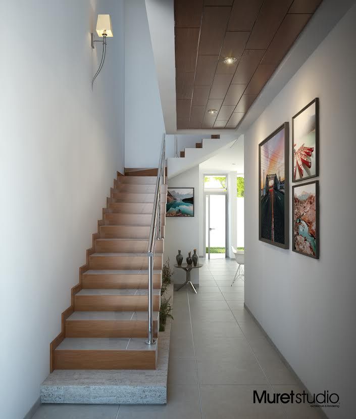 La Casa Osmio, Muret Studio Muret Studio Modern Corridor, Hallway and Staircase