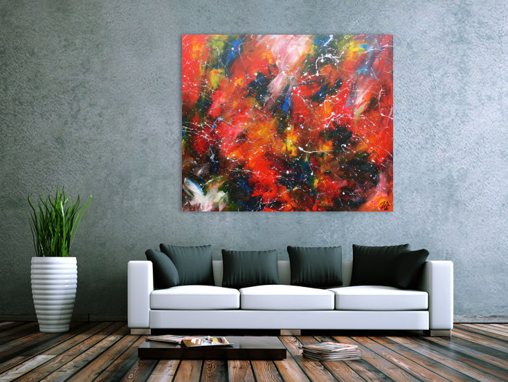 Abstraktes Acrylbild XXL in 120x140cm Kunst im Großformat auf Leinwand, xxl-art.de xxl-art.de その他のスペース 写真&絵