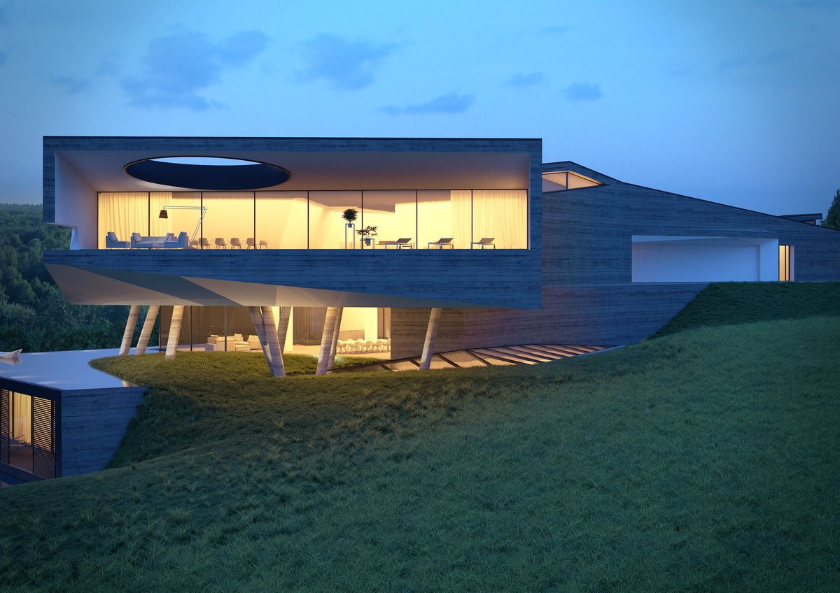 Интерьер виллы Condor. Архитектура и природный ландшафт, A-partmentdesign studio A-partmentdesign studio Minimalist house Concrete