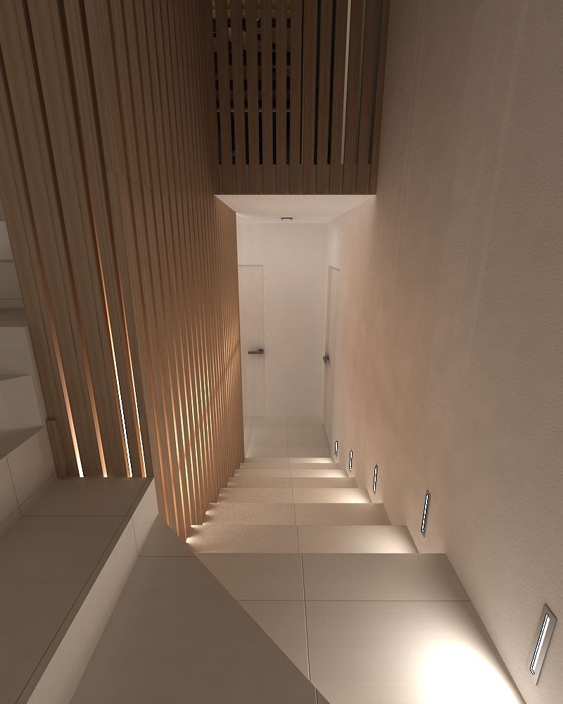 Интерьер дома с террасой. Ландшафтный дизайн , A-partmentdesign studio A-partmentdesign studio Minimalist corridor, hallway & stairs Wood Wood effect