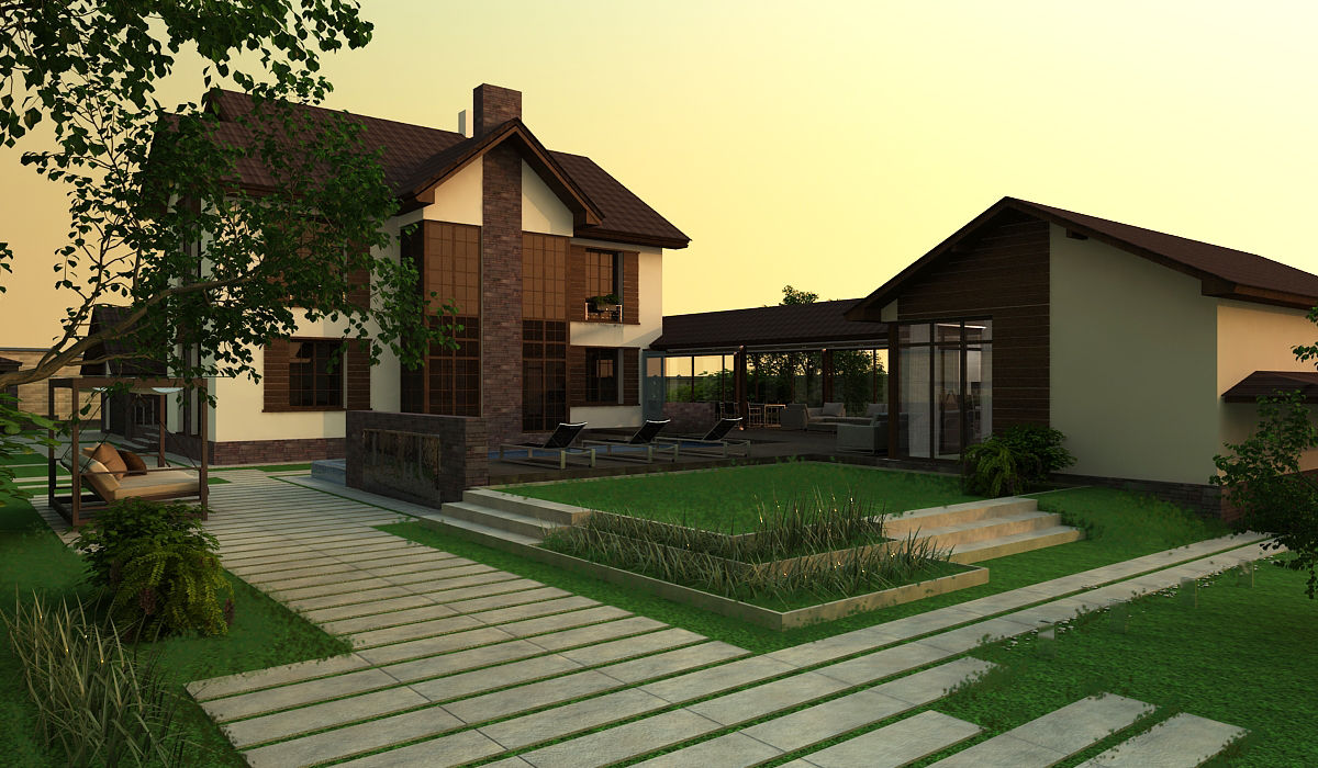 Интерьер дома с террасой. Ландшафтный дизайн , A-partmentdesign studio A-partmentdesign studio Minimalist house Stone