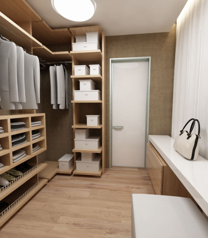 Интерьер дома с винотекой в стиле модерн и шале, A-partmentdesign studio A-partmentdesign studio Minimalist dressing room Engineered Wood Transparent