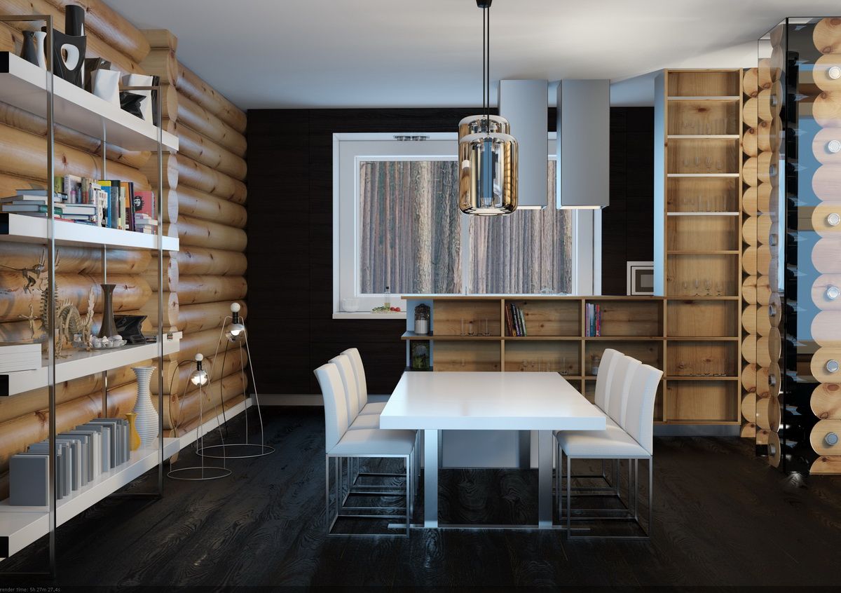 Интерьер дома с open spaсe в стиле шале, A-partmentdesign studio A-partmentdesign studio ห้องครัว ไม้ Wood effect