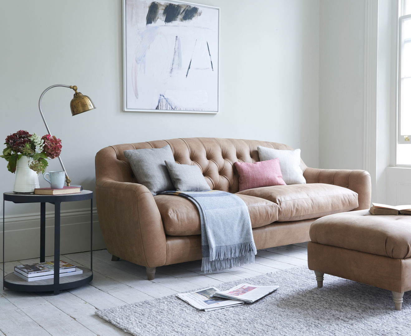 Butterbump sofa in leather Loaf Klassieke woonkamers Leer Grijs Sofa's & fauteuils