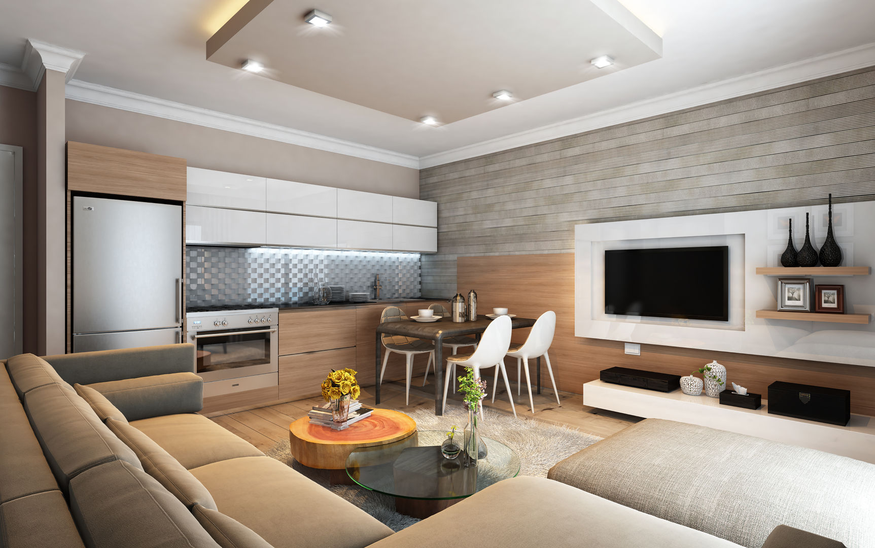 Seyrek Öğrenci evi Dekorasyon, MİNERVA MİMARLIK MİNERVA MİMARLIK Modern living room Wood Wood effect TV stands & cabinets