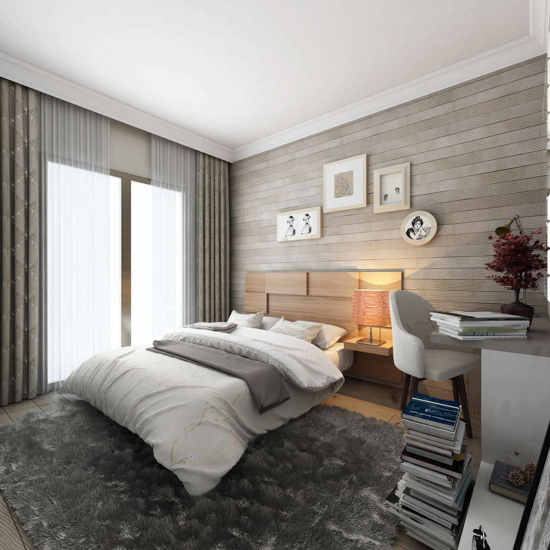 Seyrek Öğrenci evi Dekorasyon, MİNERVA MİMARLIK MİNERVA MİMARLIK Modern style bedroom Wood Wood effect Beds & headboards