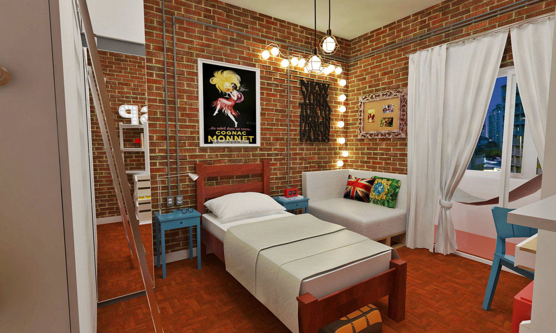 Pacaembu, 702, Atelier Par Deux Atelier Par Deux Industrial style bedroom Bricks