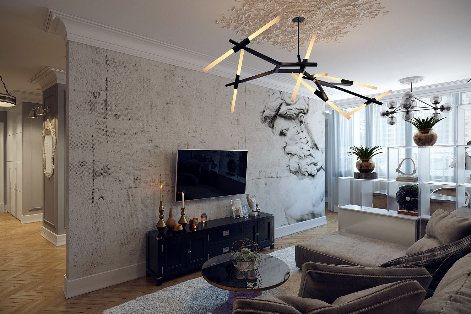 homify Ausgefallene Wohnzimmer Holz Holznachbildung