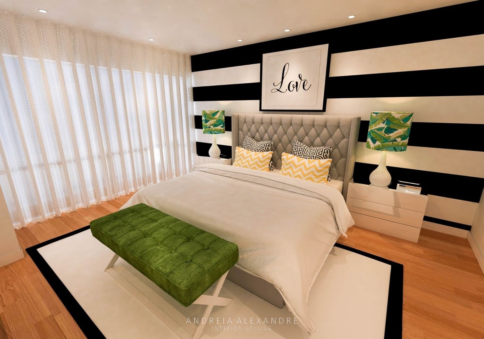 Projeto 3D Decoração Quarto de Casal, Andreia Alexandre Interior Styling Andreia Alexandre Interior Styling 臥室