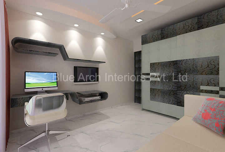 Subramanium Residence (Mulund), Bluearch Architects & Interiors Bluearch Architects & Interiors Bedroom گلاس Wardrobes & closets