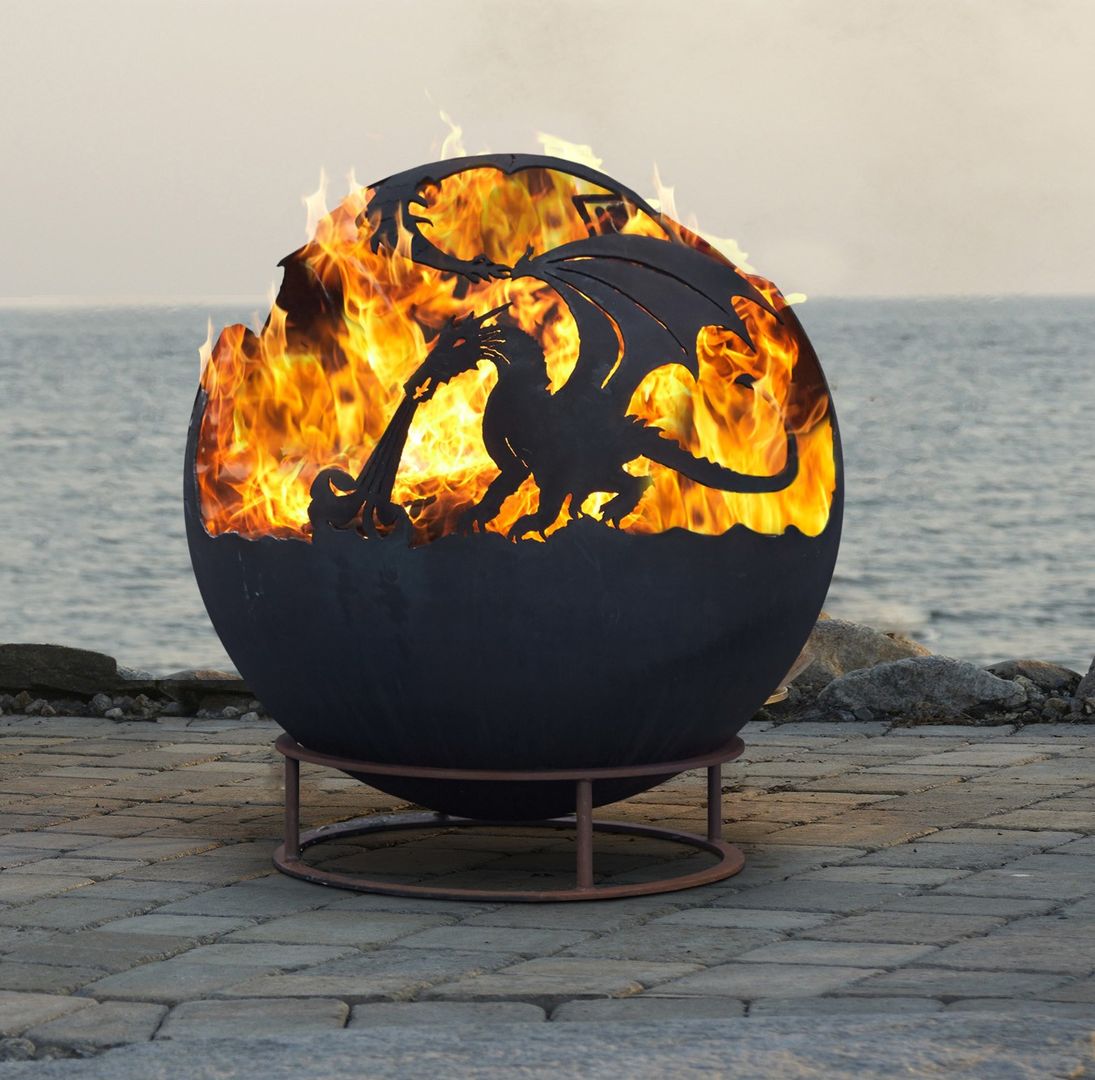 Dragon Fire Ball Weaves Interiors & Outdoors Rustykalny ogród Matal Miejsca na ognisko i grille