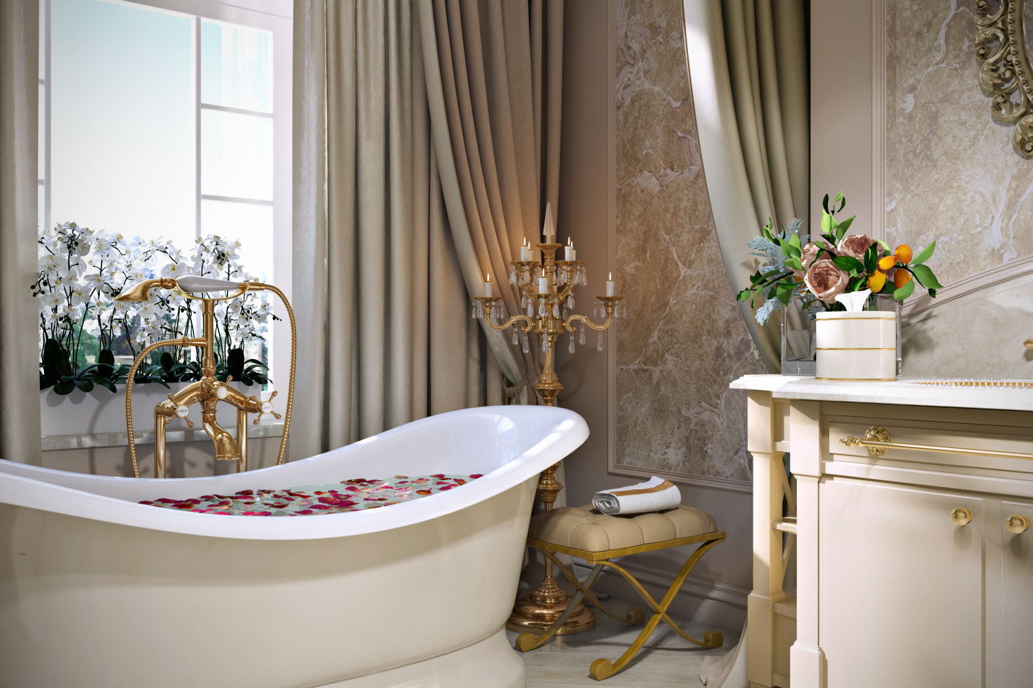 Интерьеры ванных в дворцовом стиле