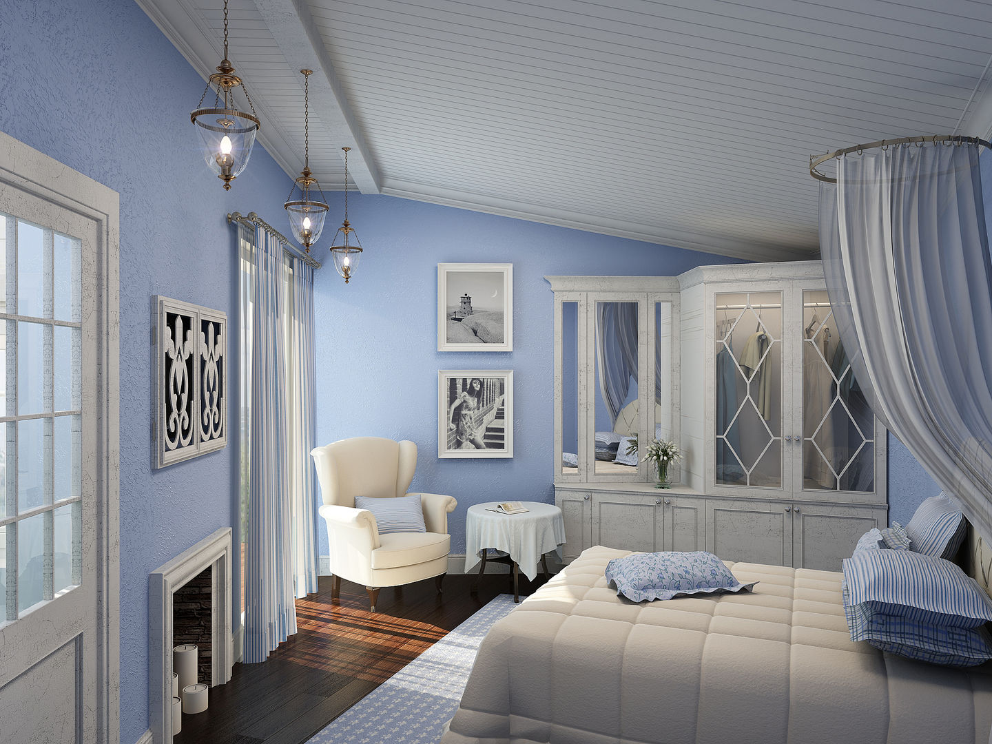 Дом на морском берегу, ELLE DESIGN STUDIO ELLE DESIGN STUDIO Mediterranean style bedroom