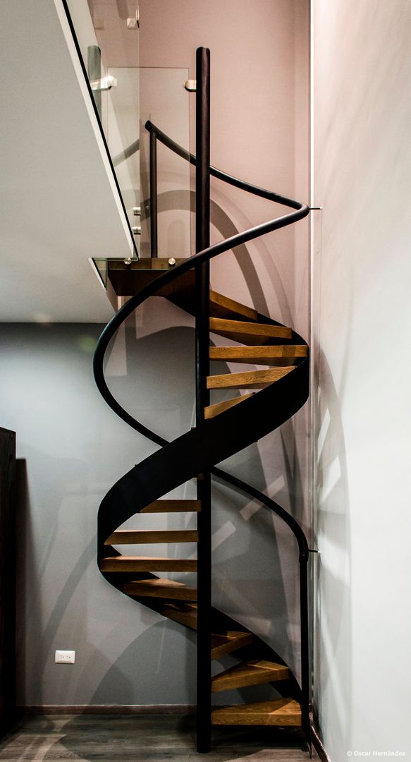 casaMEZQUITE, BAG arquitectura BAG arquitectura Modern corridor, hallway & stairs Iron/Steel