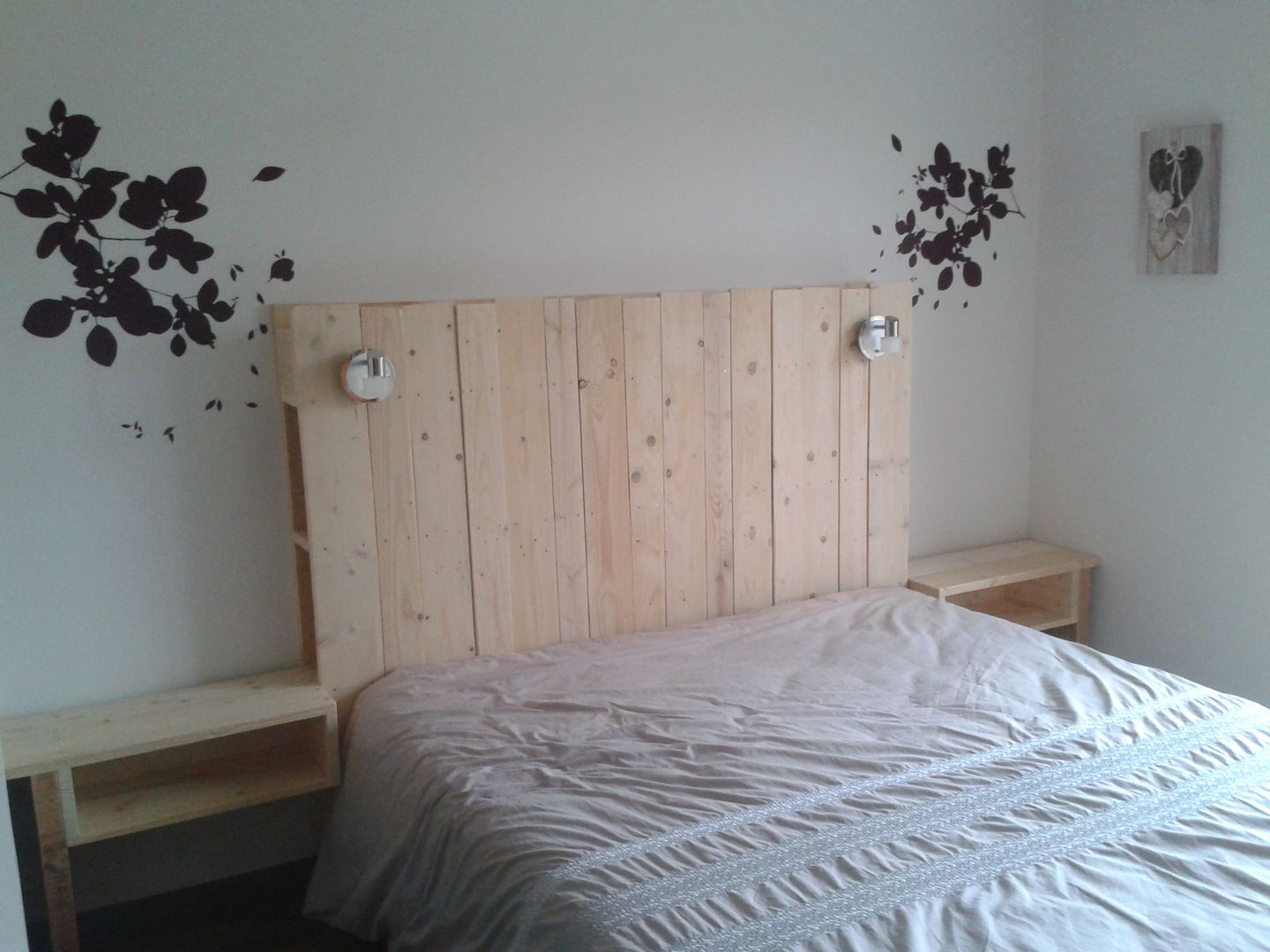 Tête de lit avec chevet , Bois Eco Concept Bois Eco Concept Rustic style bedroom Solid Wood Multicolored Beds & headboards