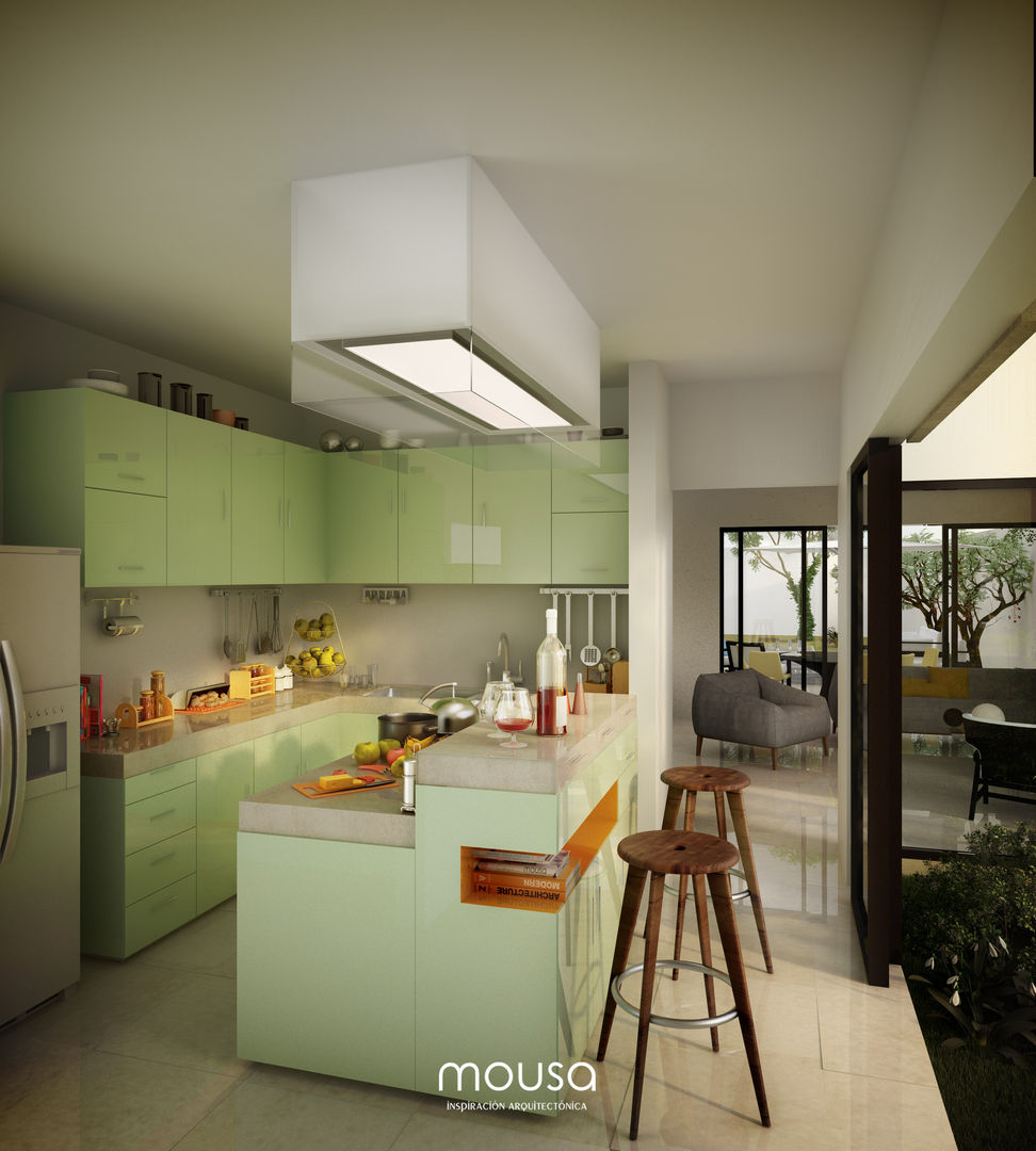 Casa Alor mousa / Inspiración Arquitectónica Cocinas modernas cocina,verde,arquitectura,interior,moderno,minimalista