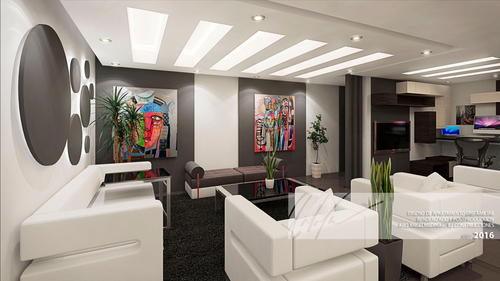 Sala principal y sala de TV Arq.AngelMedina+ Salones de estilo minimalista Madera Acabado en madera