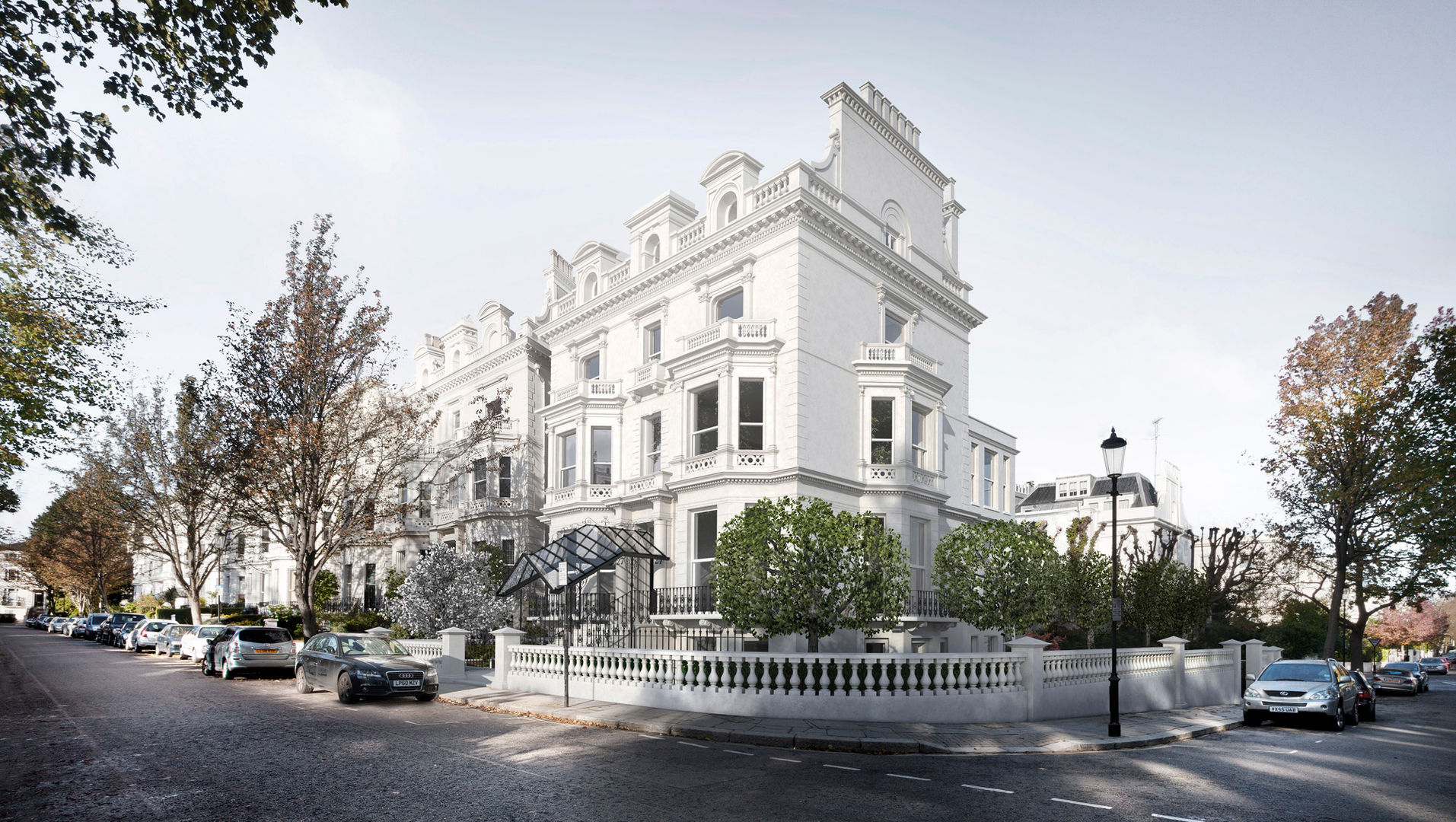 ​House in Notting Hill by Recent Spaces Recent Spaces Klasik Evler Taş exterior,facade,house,corner,period,lime tree,lime,classic