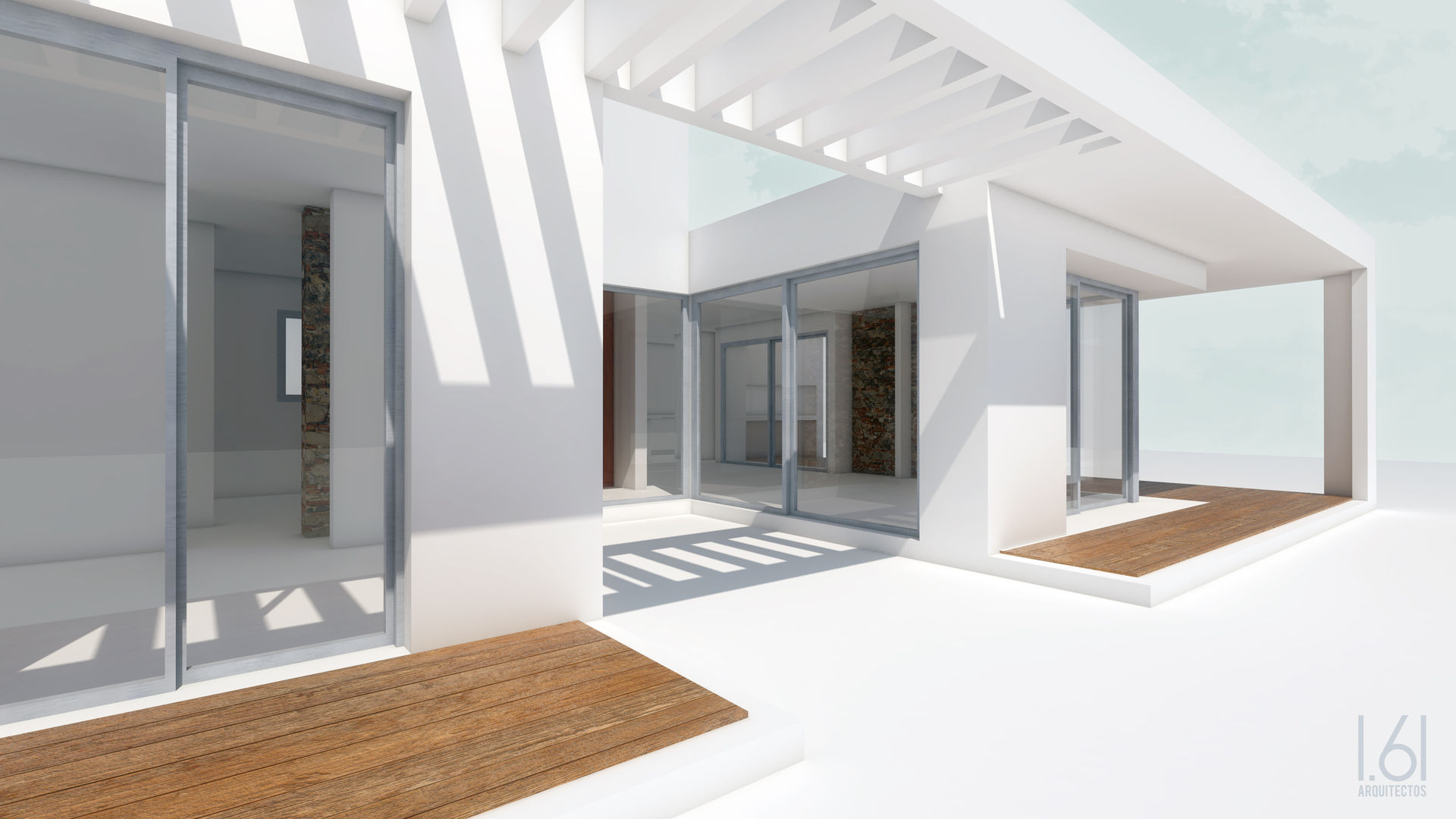 Patio interno / galerias 1.61arquitectos Casas unifamilares