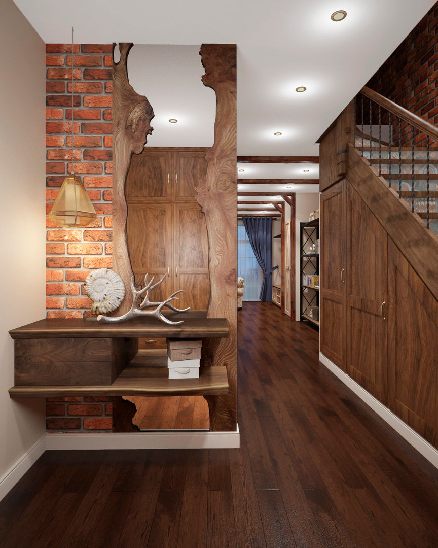 Cottage , GM-interior GM-interior Wiejski korytarz, przedpokój i schody