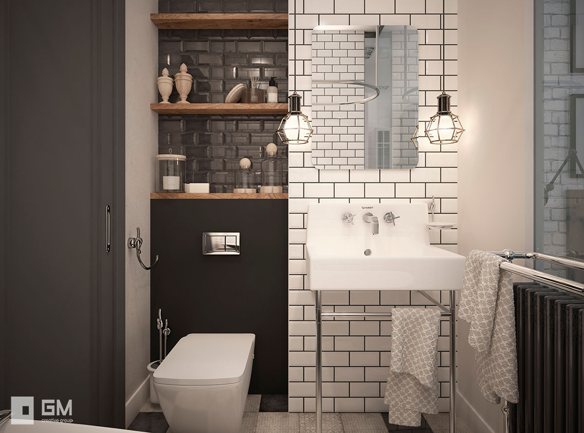 Scandinavian flat, GM-interior GM-interior 北欧スタイルの お風呂・バスルーム