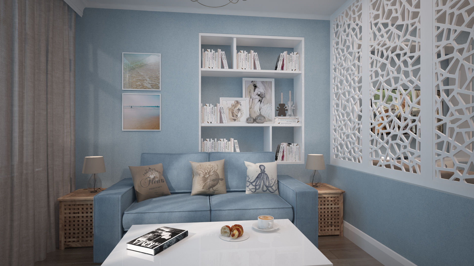 Строгий скандинавский стиль в двух комнатной квартиры в ЖК «Триколор», дизайн-бюро ARTTUNDRA дизайн-бюро ARTTUNDRA ห้องนั่งเล่น