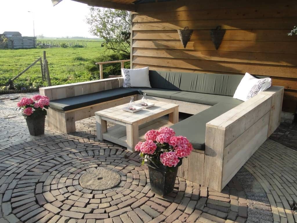 Bauholz U-Loungebank im XL-Format, Exklusiv Dutch Design Exklusiv Dutch Design Vườn phong cách hiện đại Furniture