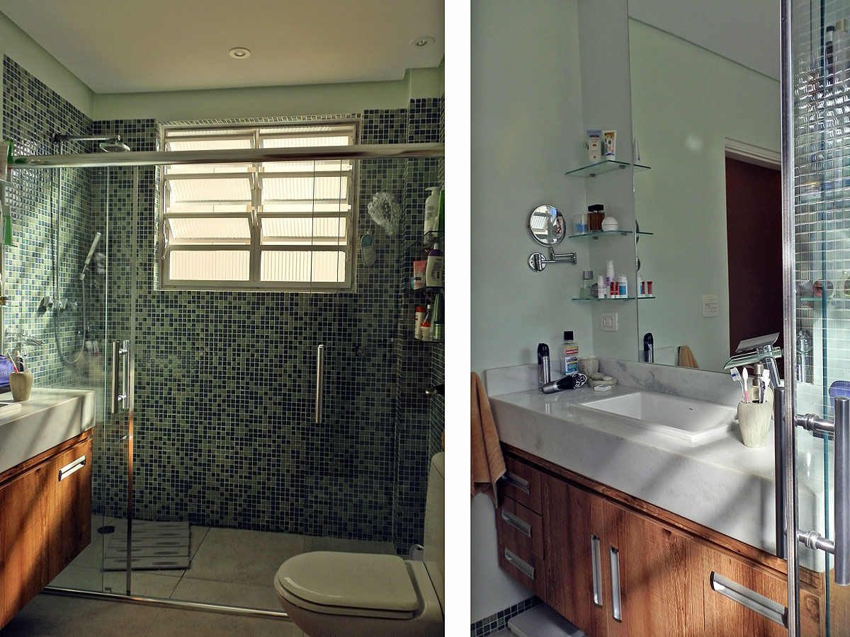 Reforma de Apartamento MBDesign Arquitetura & Interiores Banheiros modernos Banheiros,Suíte Máster,Reforma,Decoração,Antes e Depois