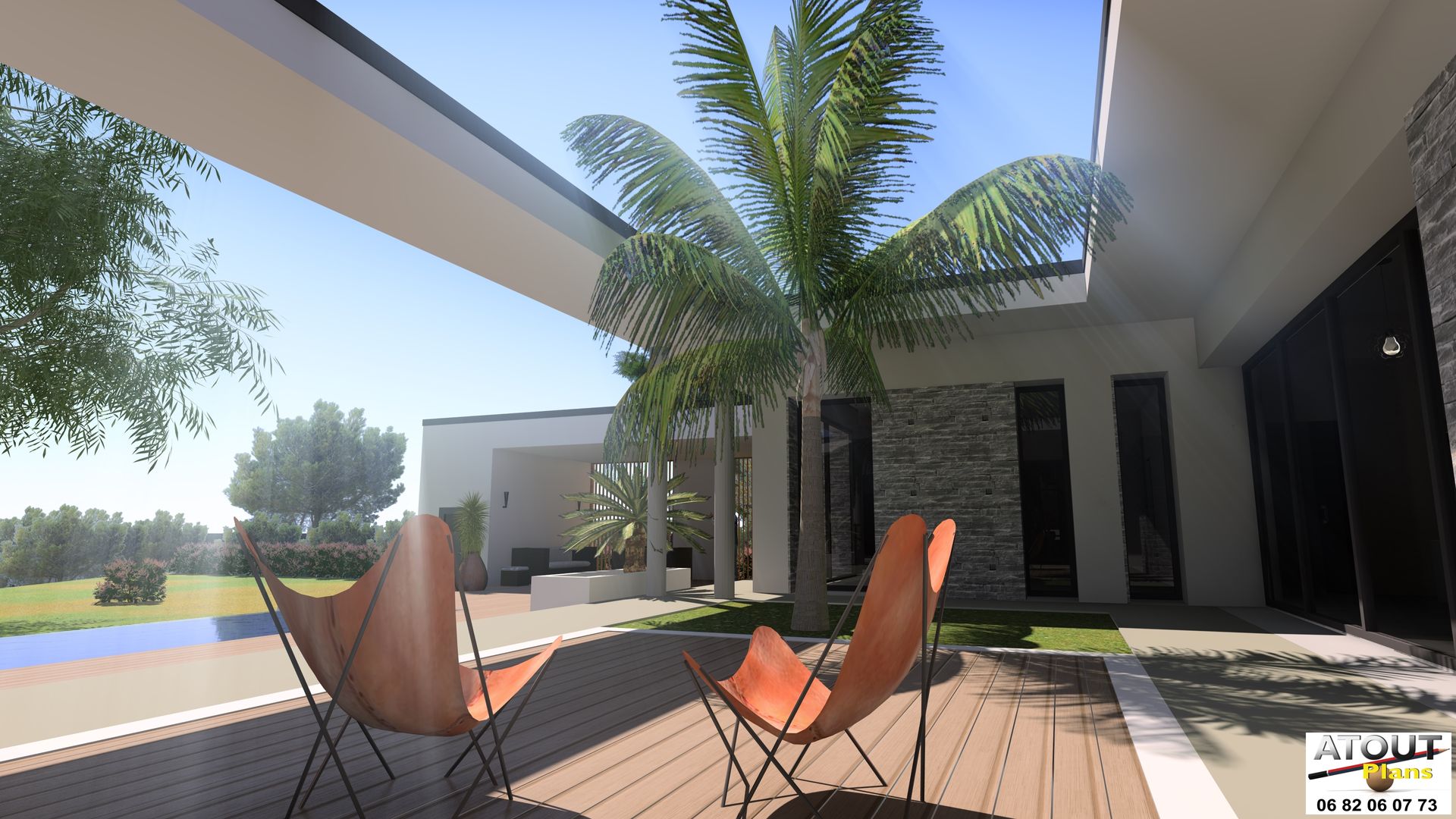 Conception moderne d’une villa avec piscine, Atoutplans Architecture Atoutplans Architecture Maisons modernes