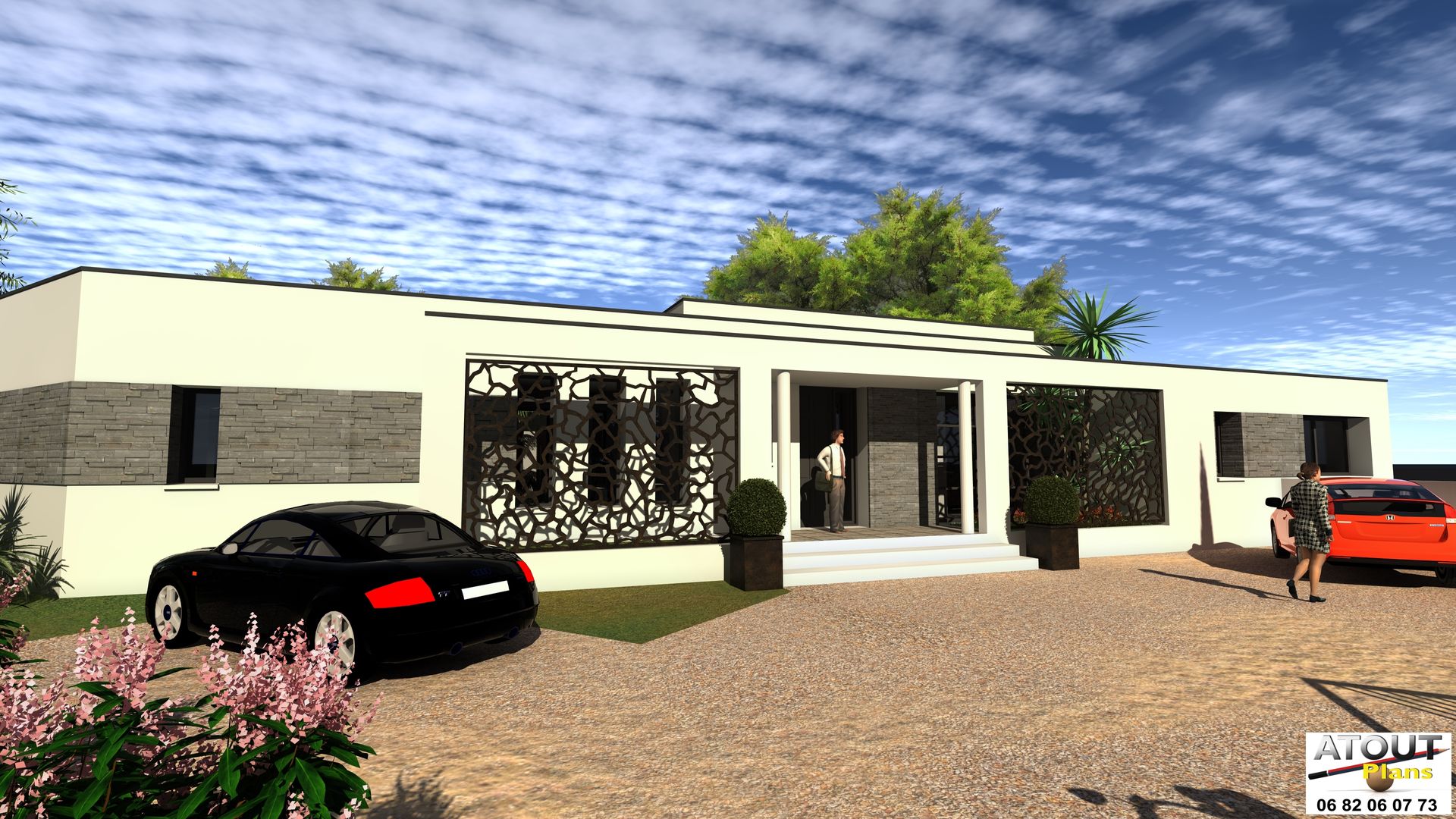 Conception moderne d’une villa avec piscine, Atoutplans Architecture Atoutplans Architecture 모던스타일 주택