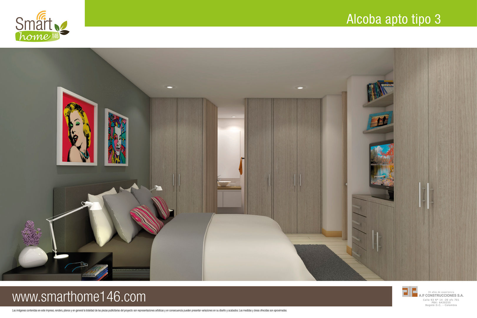 Smarthome 146, AP Construcciones S.A. AP Construcciones S.A. Modern style bedroom Chipboard