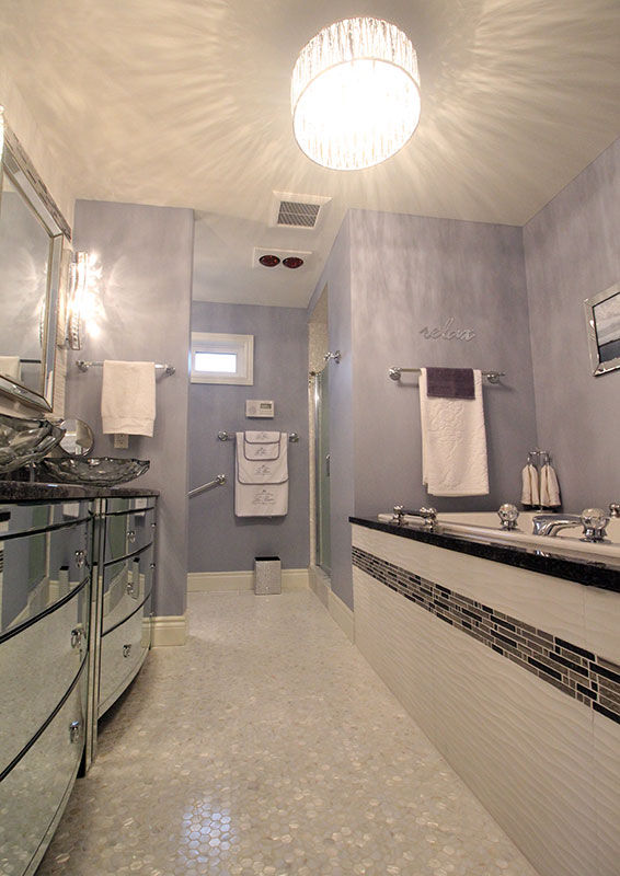 Award Winning Bathroom in Ontario, Canada ShellShock Designs Modern bathroom Tiles mother of pearl,mop