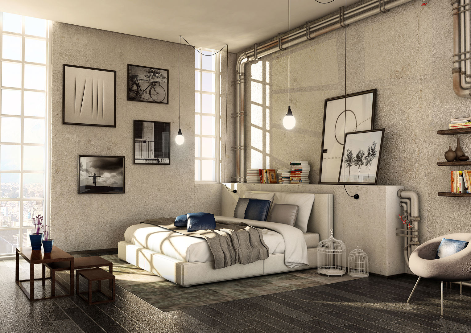 Render di interni, Giuseppe Balestri Giuseppe Balestri Industrial style bedroom