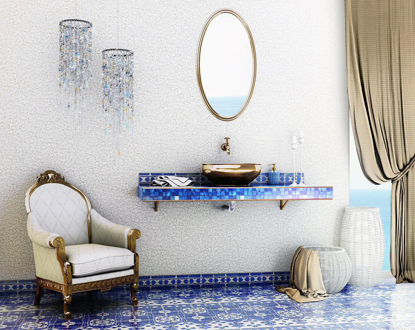 Render di interni, Giuseppe Balestri Giuseppe Balestri Mediterranean style bathroom