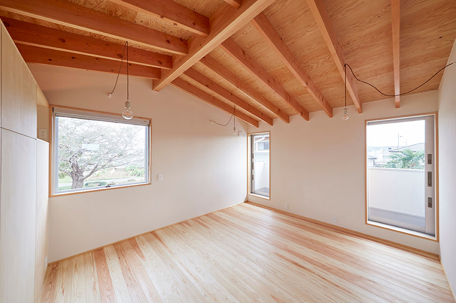 山崎の住宅, 一級建築士事務所co-designstudio 一級建築士事務所co-designstudio Skandinavische Schlafzimmer