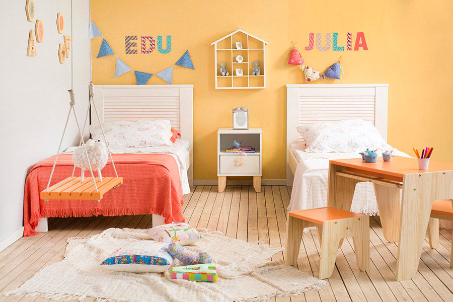 Quarto infantil compartilhado, Meu Móvel de Madeira Meu Móvel de Madeira 嬰兒房/兒童房 床具與床鋪