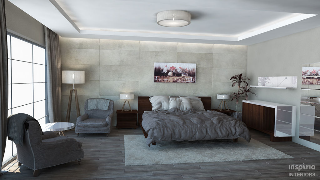 House Renovation, Mexico. Bedroom Inspiria Interiors 모던스타일 침실 bedroom interior,bedroom design,modern bedroom,contemporary bedroom,luxury bedroom,cozy bedroom,bedroom lounge,neutral colors,taupe colors,container house