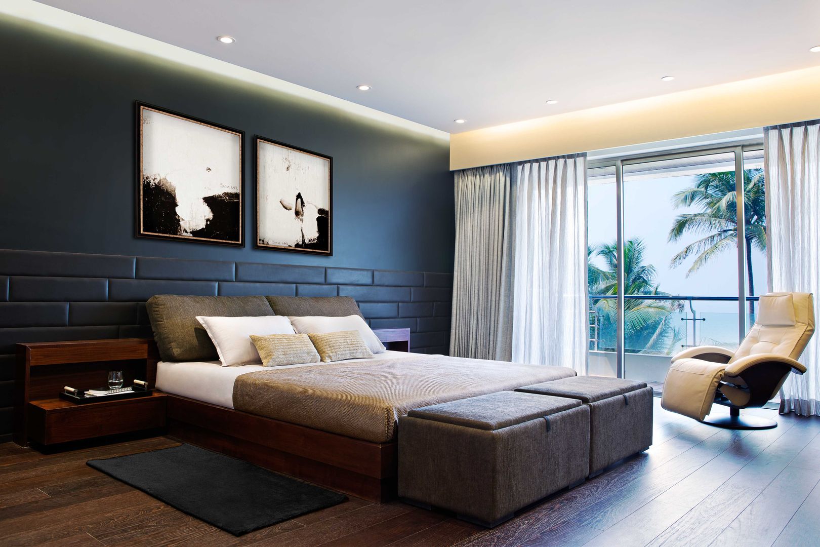 Residential - Juhu 2, Nitido Interior design Nitido Interior design モダンスタイルの寝室 レンガ