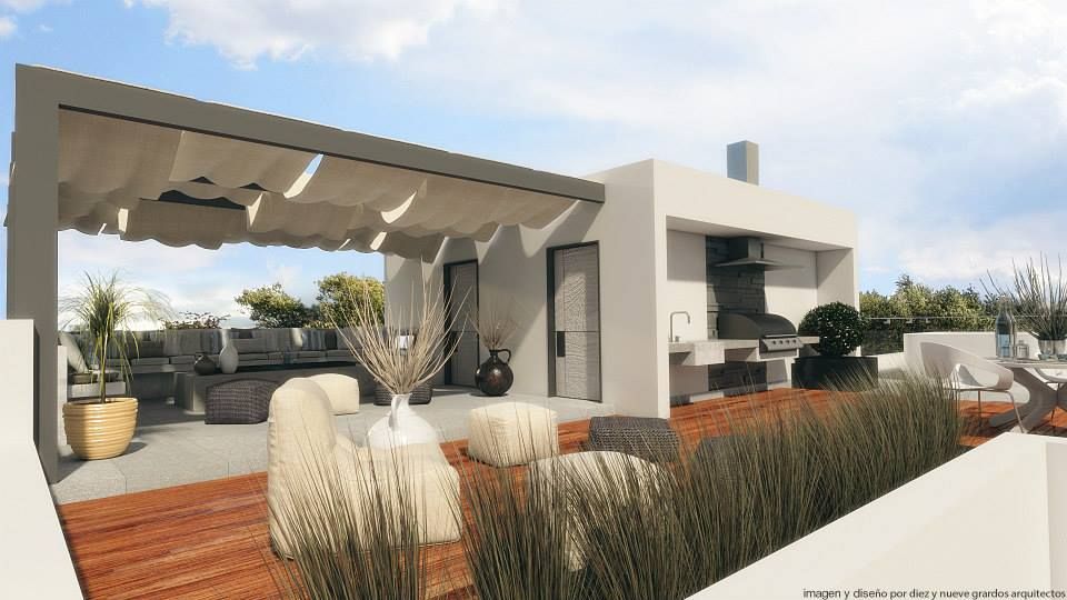 Terraza Diez y Nueve Grados Arquitectos Balcones y terrazas minimalistas