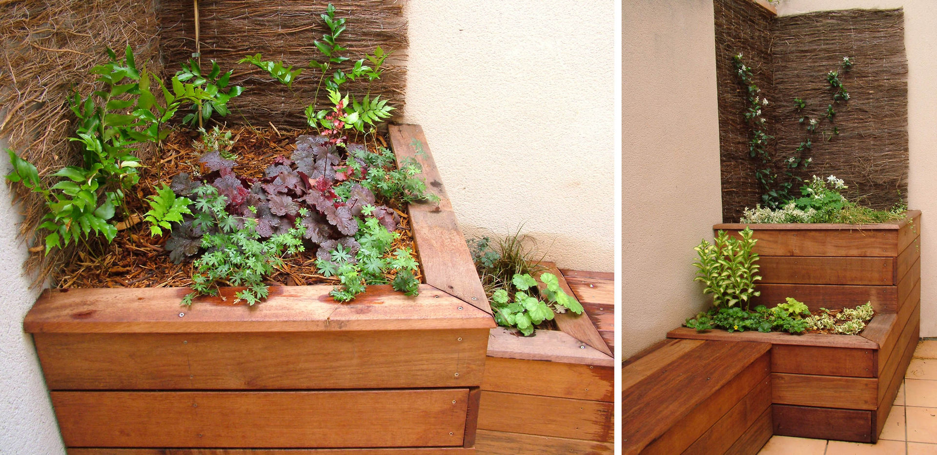 Bacs plantés en bois sur terrasse Constans Paysage Balcon, Veranda & Terrasse modernes Bacs,bois,merbeau,exotique
