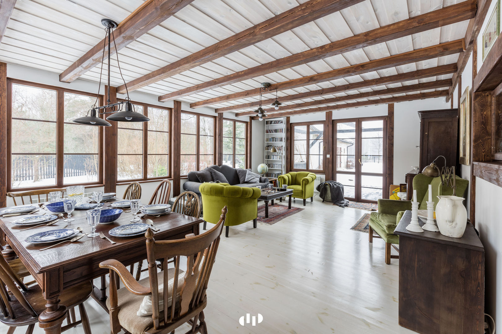 89 metrowy dom k. Warszawy, dziurdziaprojekt dziurdziaprojekt Colonial style living room Wood Wood effect