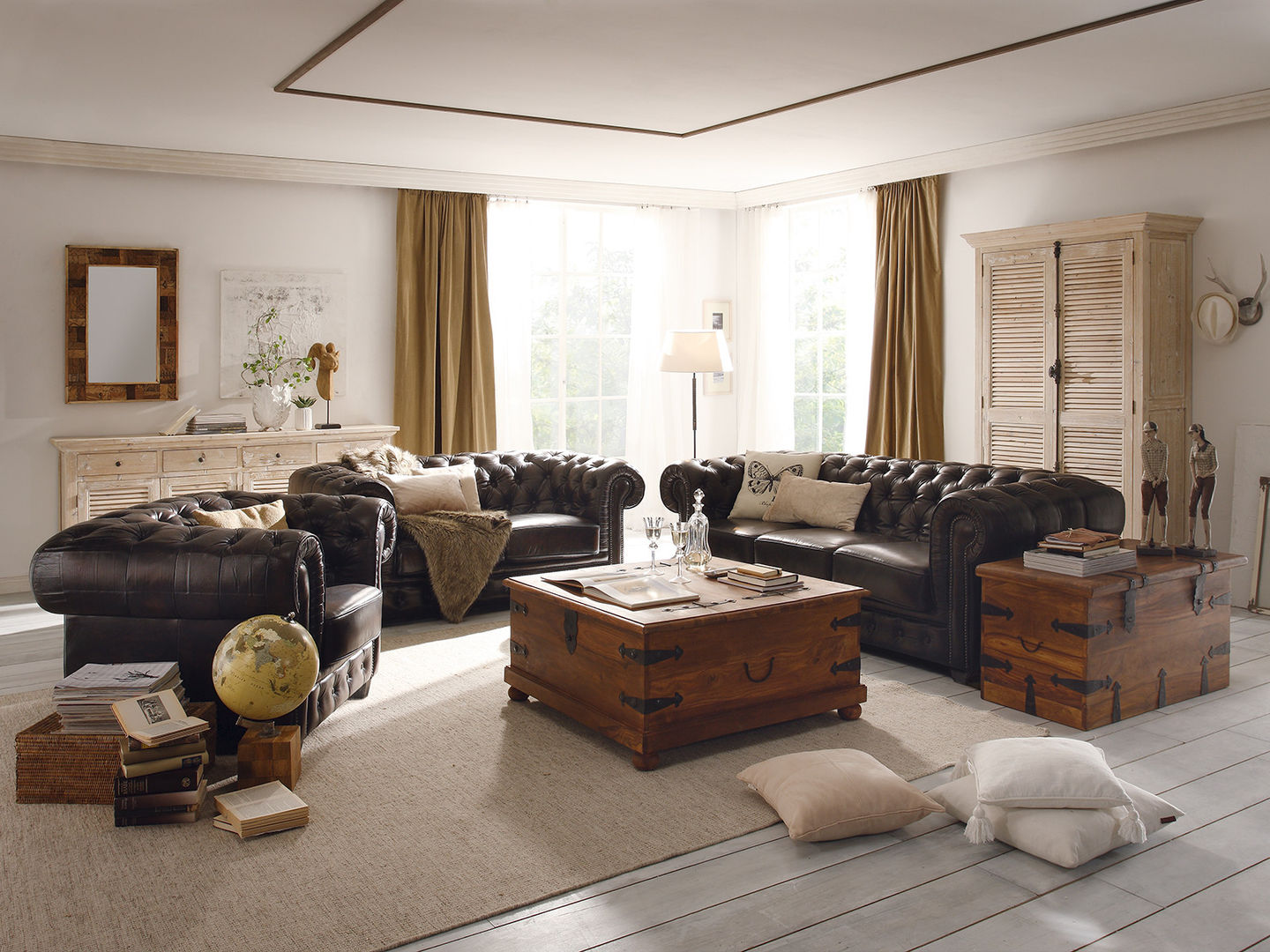 Chesterfield, Sunchairs GmbH & Co.KG Sunchairs GmbH & Co.KG Living room Leather Grey Sofas & armchairs