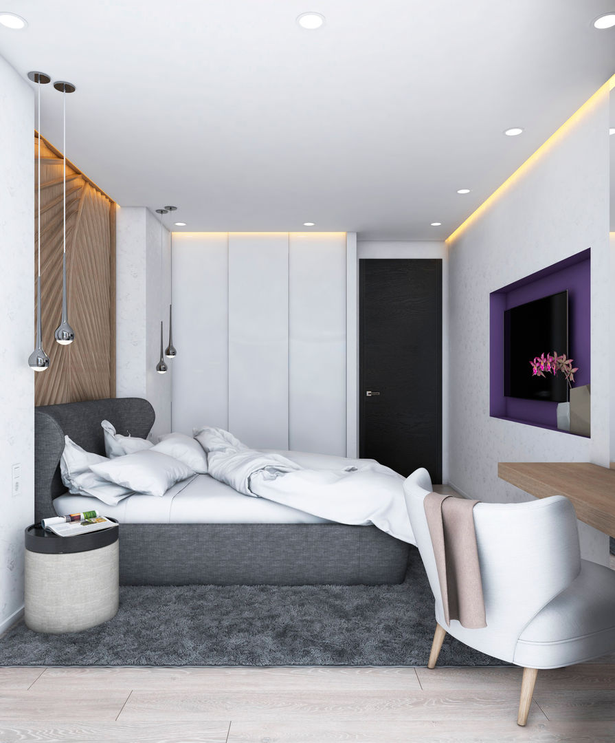 Современная квартира в Минске, tatarintsevadesign tatarintsevadesign Modern style bedroom