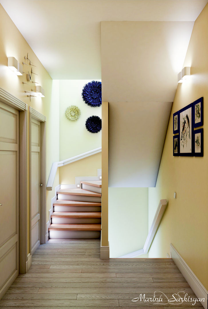 The way of living (2 этаж и мансарда), Marina Sarkisyan Marina Sarkisyan Eclectic style corridor, hallway & stairs