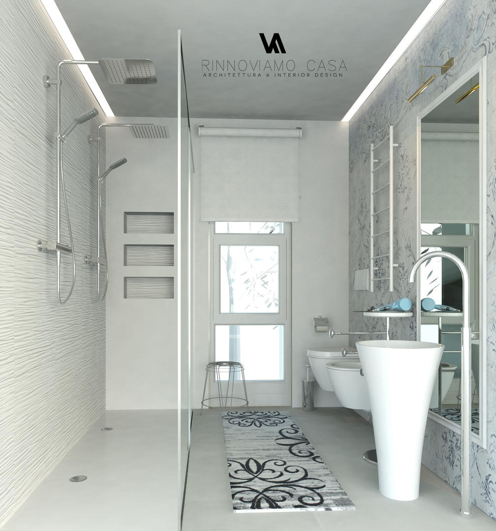 Progetto appartamento su due piani a Napoli, RINNOVIAMO CASA RINNOVIAMO CASA Modern Bathroom